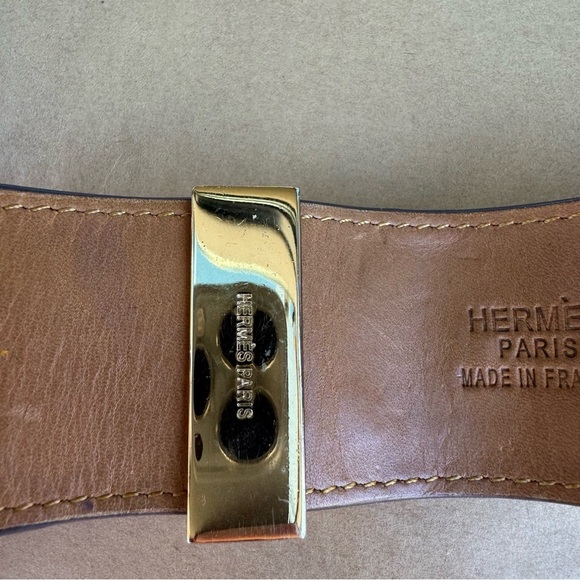 Hermes Collier De Chien Leather Gold Orange Bracelet Small - Picture 9 of 11